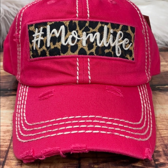 << Hot Pink & Leopard #momlife Hat Mom Life >> - Picture 2 of 5